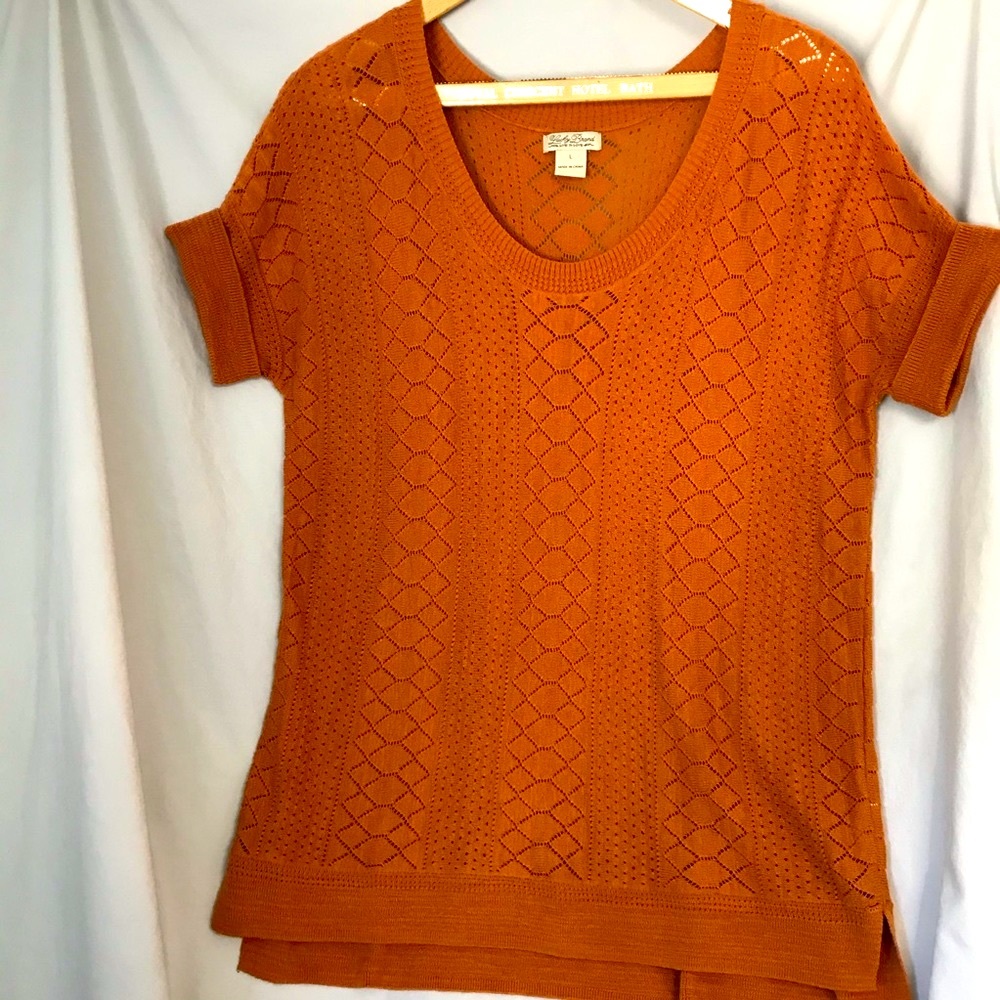 Lucky Brand Short Sleeve Knit Top Burnt Orange
